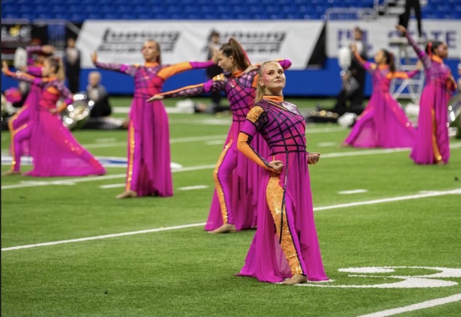 Elizabeth Jackson, founder and president of DIA, dancing with the Vision Dance Co. during marching season.