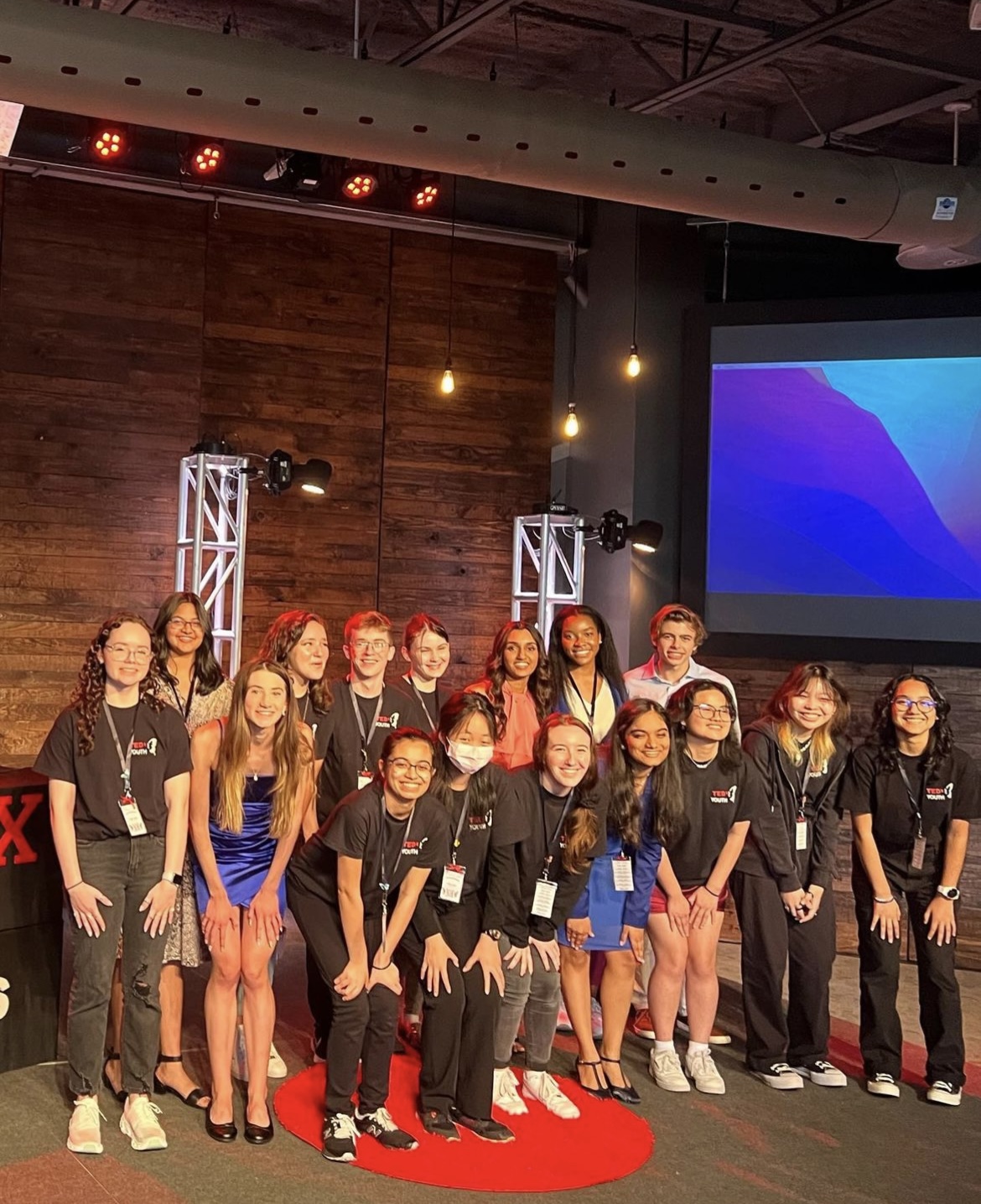 TedxVandegrift leaders, volunteers and speakers pose for a group photo after their conference. The event took place at Riverbend Church on Saturday May 20.