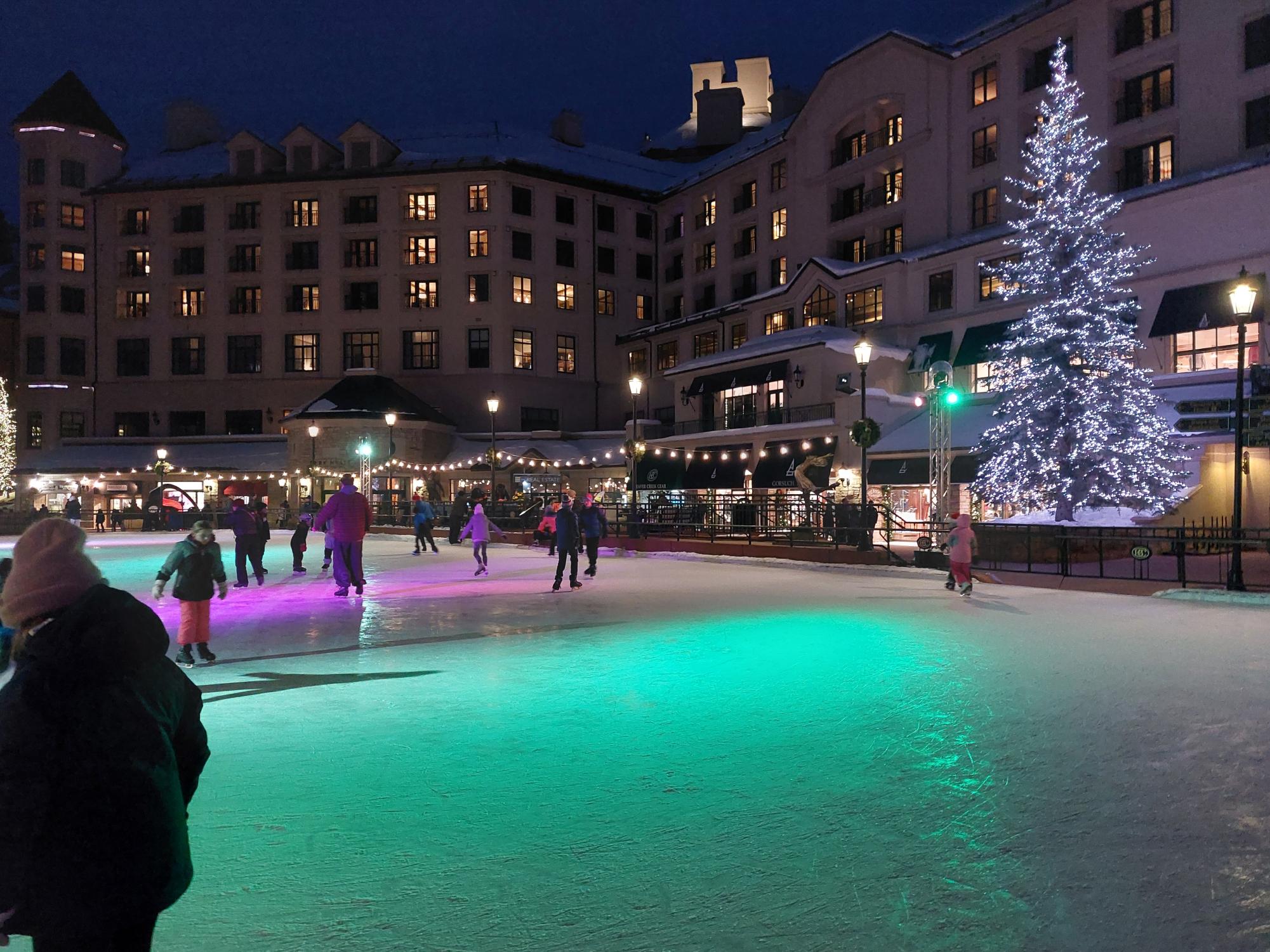 Beaver Creek, Colorado ice skating rink serves as a prime holiday activity location.