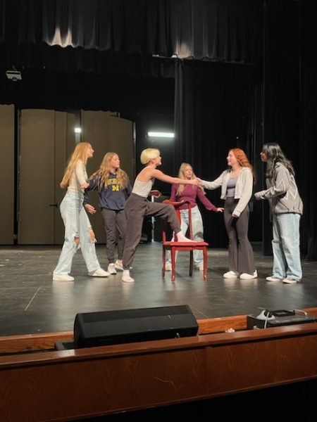 Students from the Musical Theatre class practice Ariel and Scuttles scene