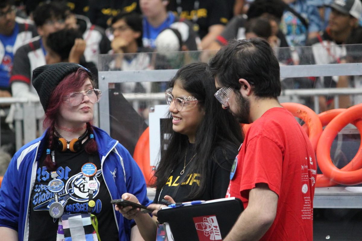 Valor student during Alliance Selections. Alliance Selections are an element of FRC robotics competitions where the top eight scoring teams become alliance leads.