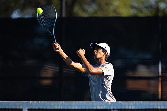 Sameer Prakash for JV Silver tennis against Westlake Sept. 3.