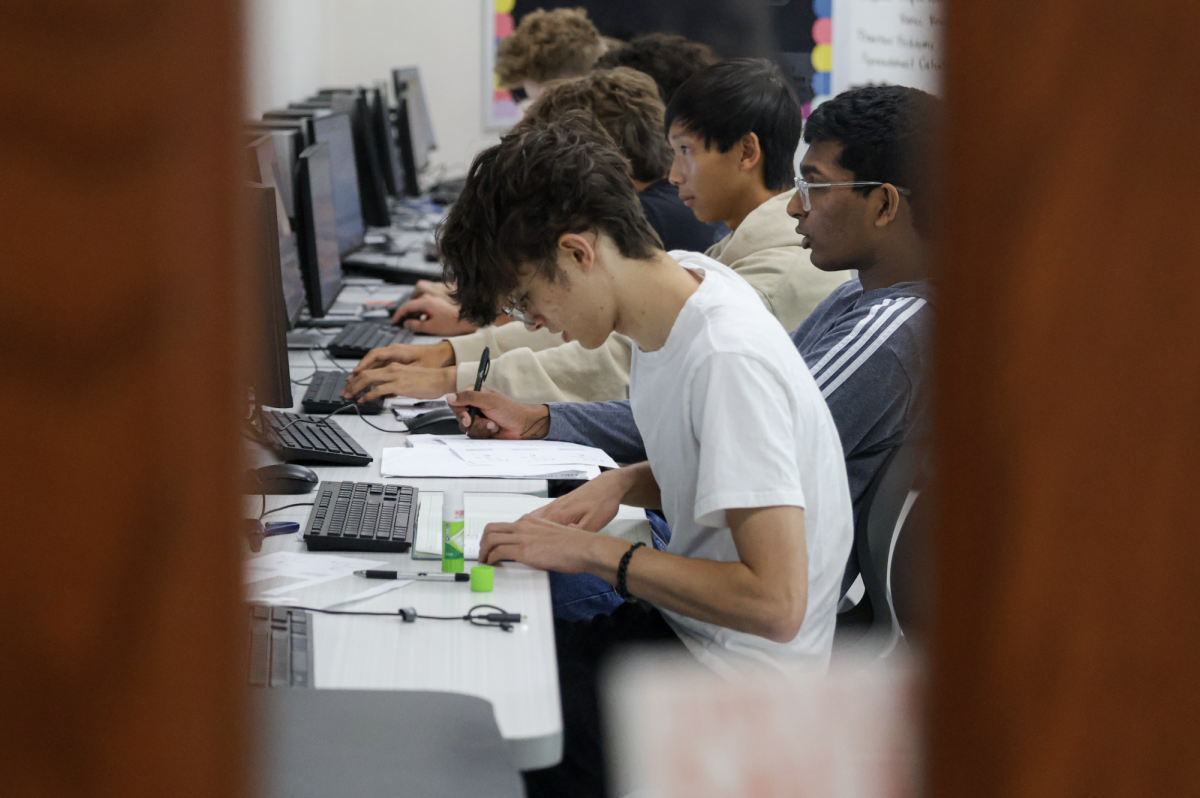 Senior Zealand Kolano works on his assignment in the Digital Electronics class.